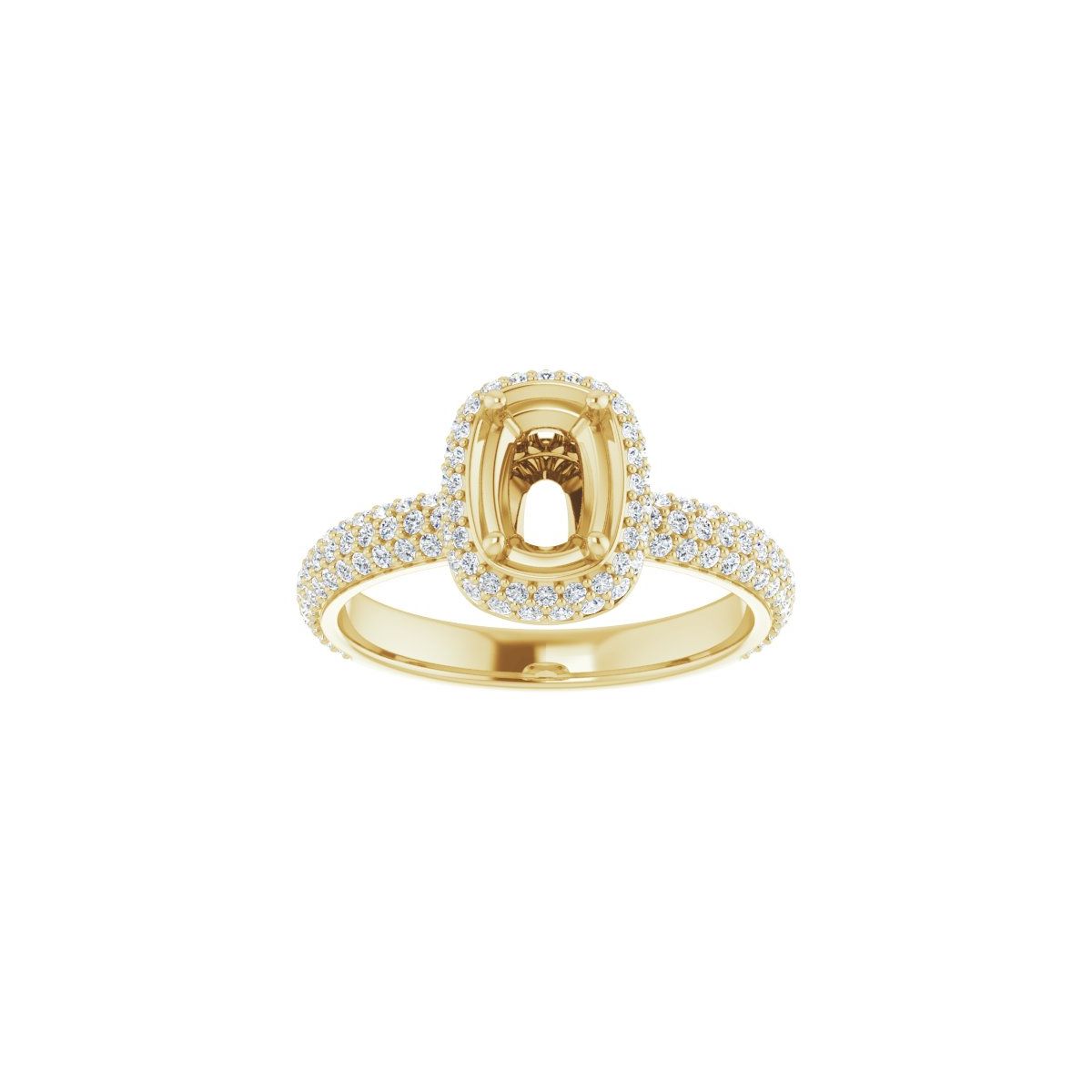 Emerald Pavé-Style Double Halo-Style Engagement Ring Semi-Mount - gallery - Series 123525