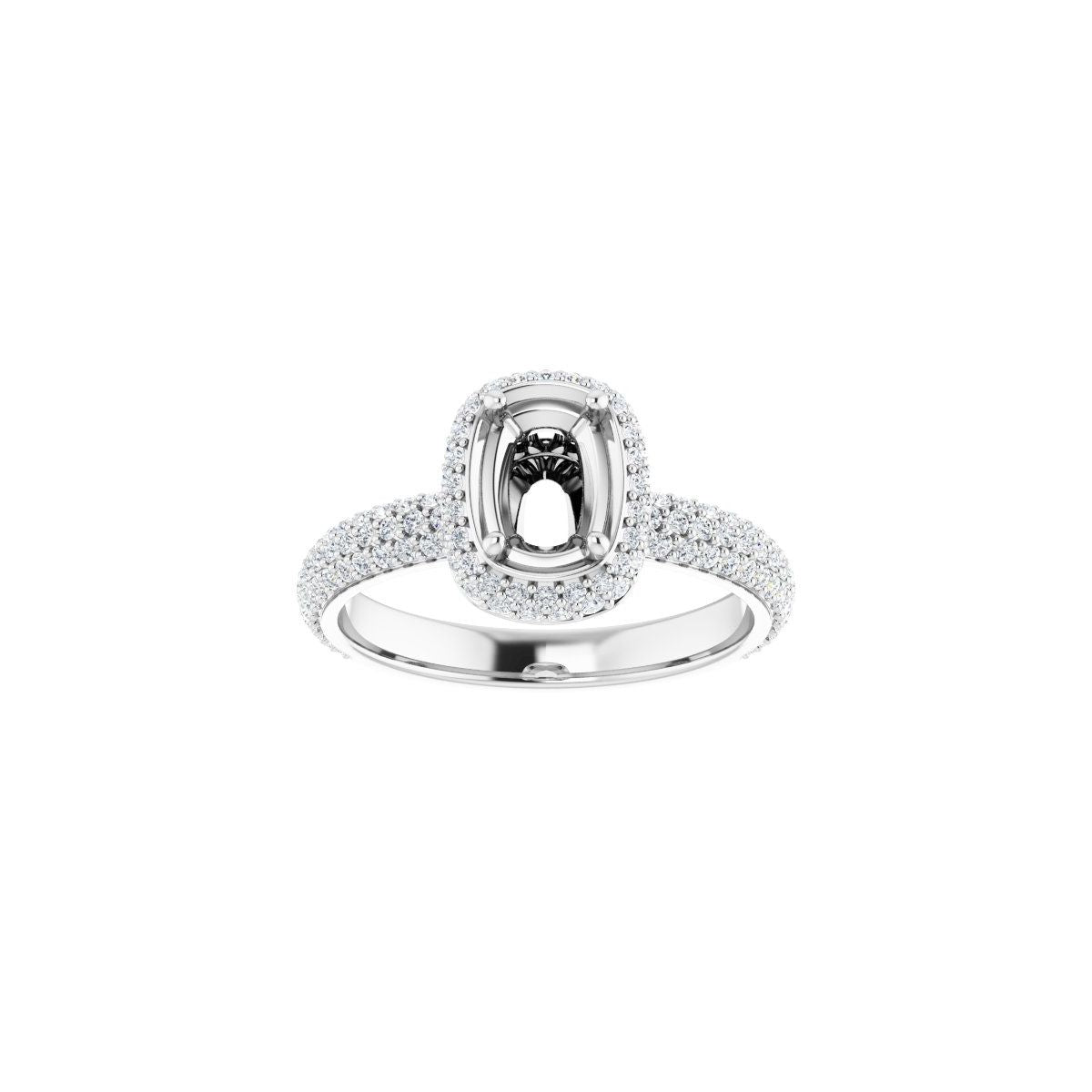 Emerald Pavé-Style Double Halo-Style Engagement Ring Semi-Mount - gallery - Series 123525