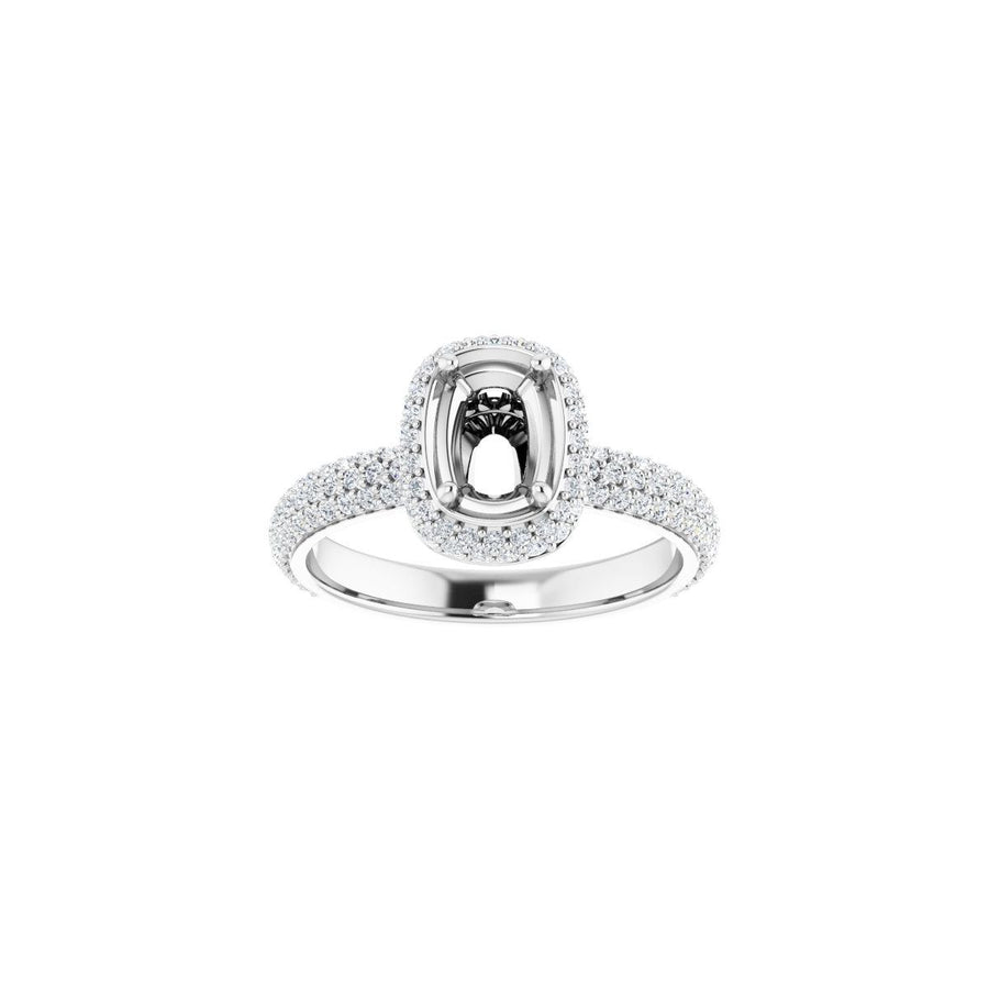 Emerald Pavé-Style Double Halo-Style Engagement Ring Semi-Mount - gallery - Series 123525