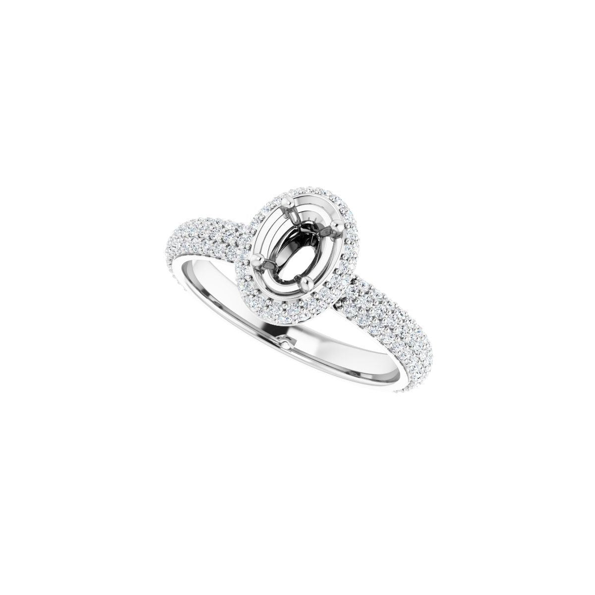 Oval Pavé-Style Double Halo-Style Engagement Ring Semi-Mount - gallery - Series 123525