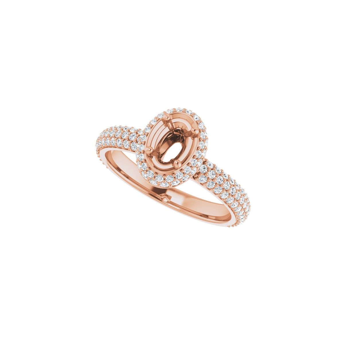 Oval Pavé-Style Double Halo-Style Engagement Ring Semi-Mount - gallery - Series 123525