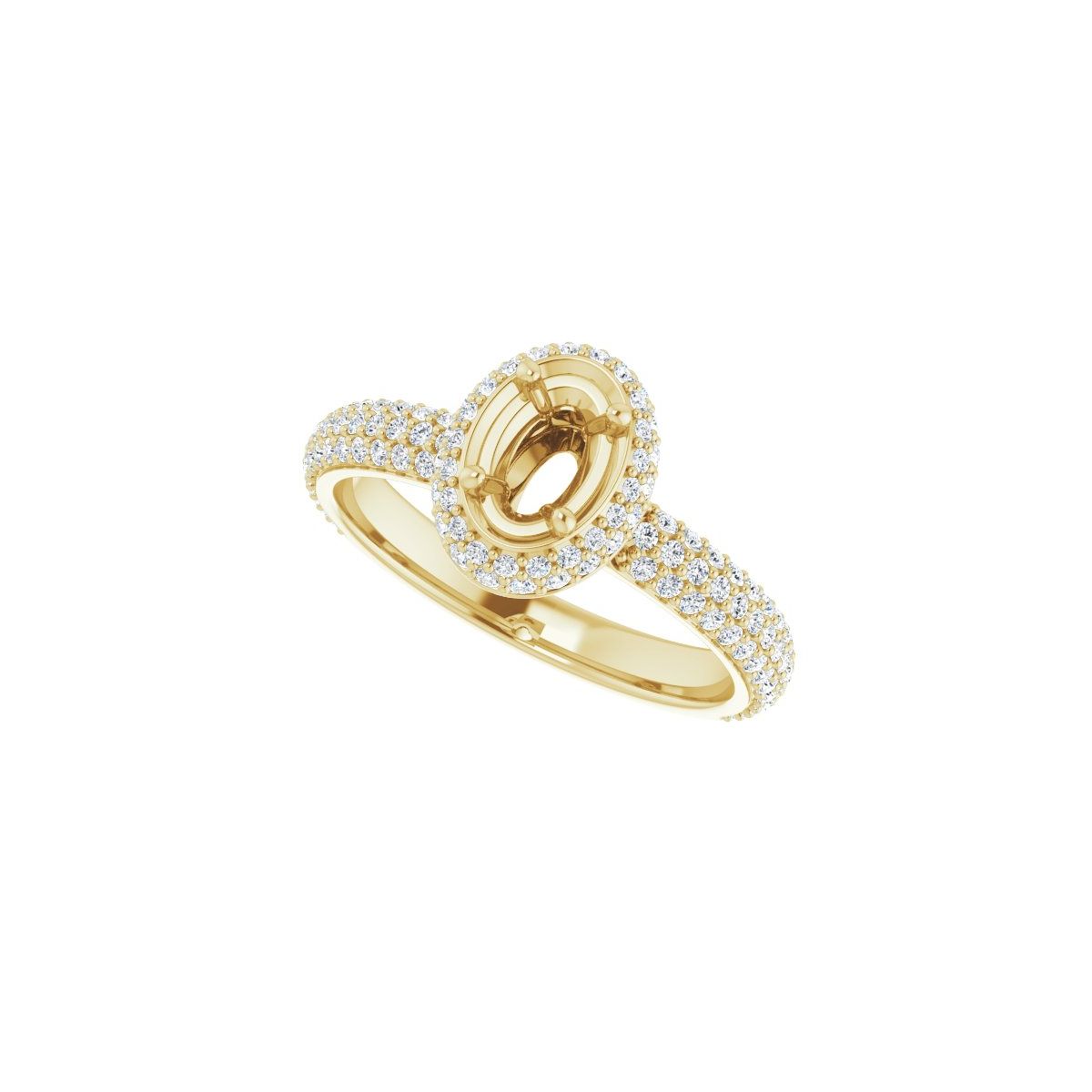 Oval Pavé-Style Double Halo-Style Engagement Ring Semi-Mount - gallery - Series 123525