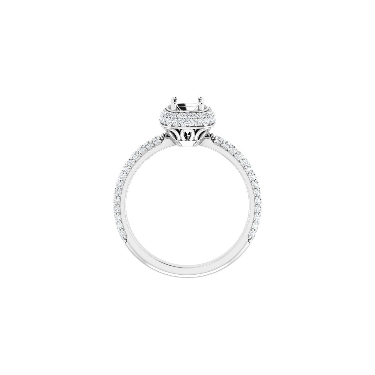 Emerald Pavé-Style Double Halo-Style Engagement Ring Semi-Mount - gallery - Series 123525