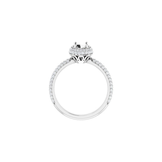 Emerald Pavé-Style Double Halo-Style Engagement Ring Semi-Mount - gallery - Series 123525