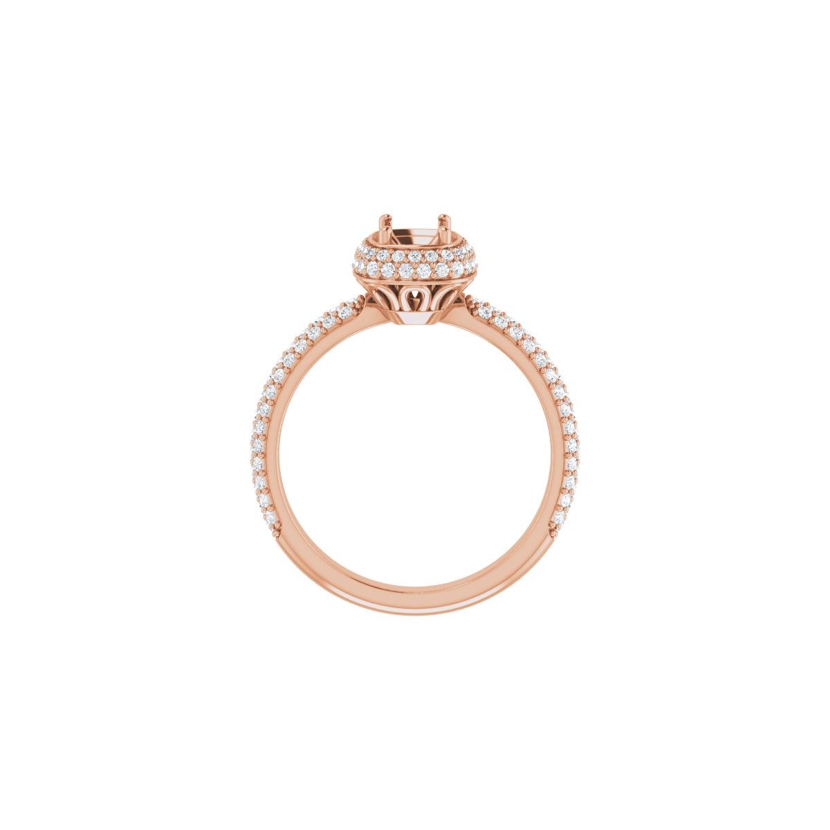 Emerald Pavé-Style Double Halo-Style Engagement Ring Semi-Mount - gallery - Series 123525