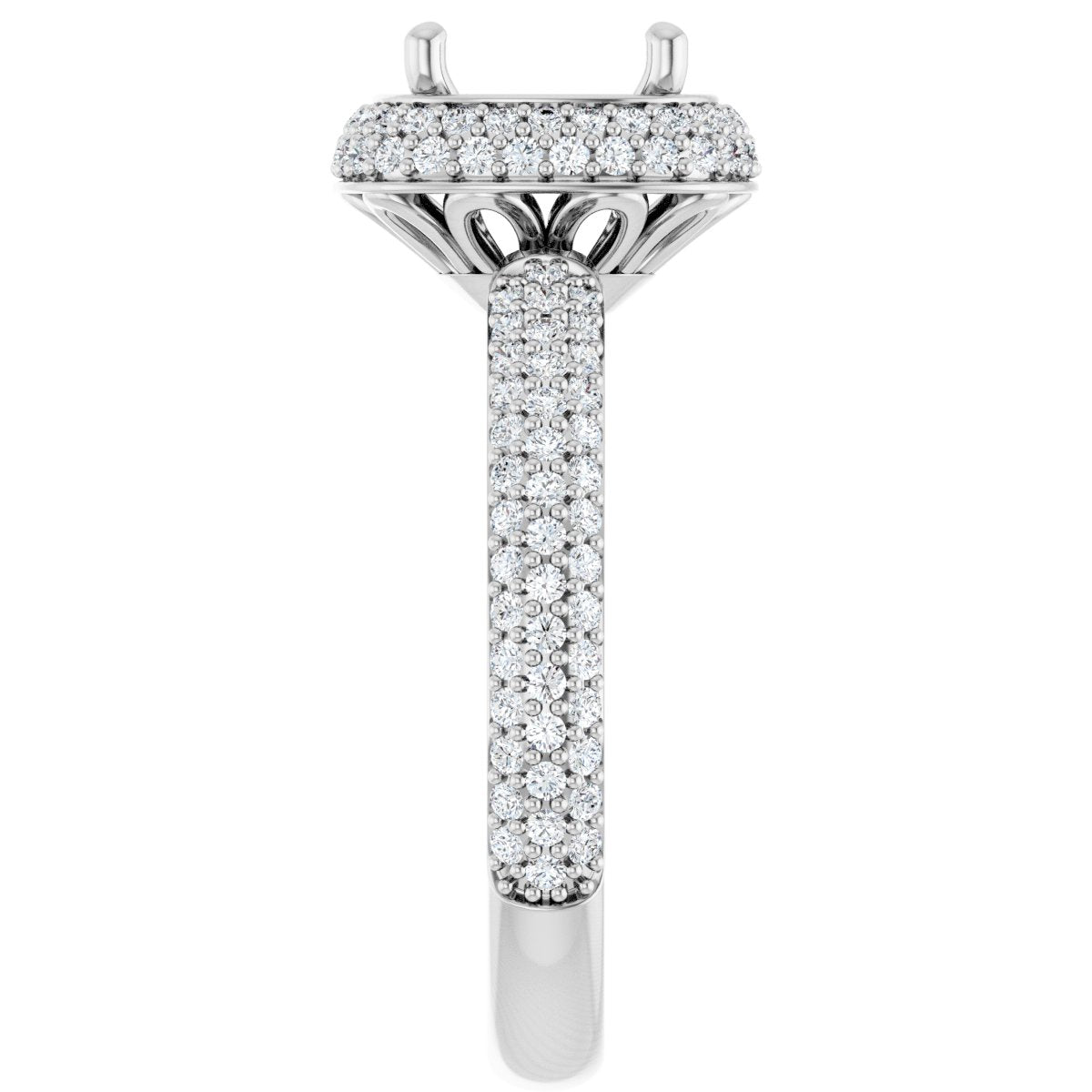 Cushion Pavé-Style Double Halo-Style Engagement Ring Semi-Mount - gallery - Series 123525