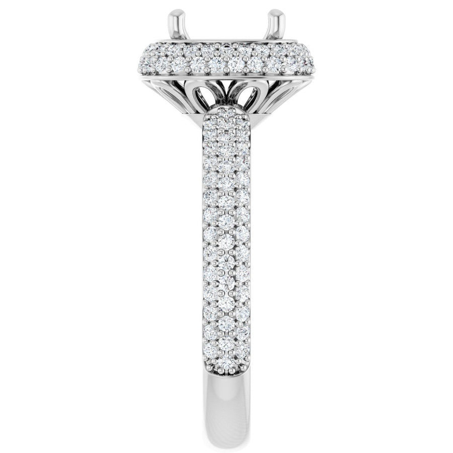 Cushion Pavé-Style Double Halo-Style Engagement Ring Semi-Mount - gallery - Series 123525