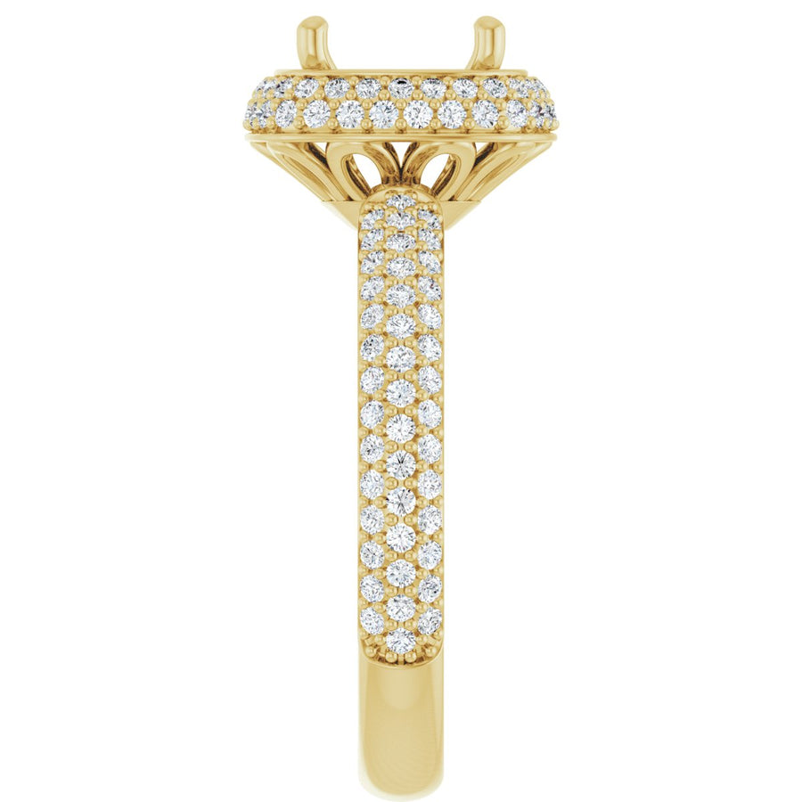 Cushion Pavé-Style Double Halo-Style Engagement Ring Semi-Mount - gallery - Series 123525