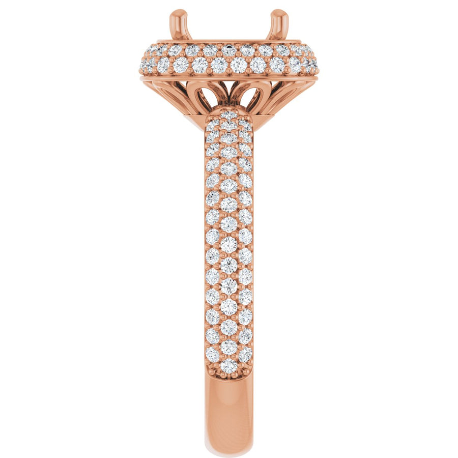 Cushion Pavé-Style Double Halo-Style Engagement Ring Semi-Mount - gallery - Series 123525