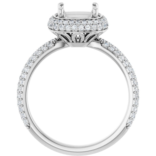 Cushion Pavé-Style Double Halo-Style Engagement Ring Semi-Mount - gallery - Series 123525