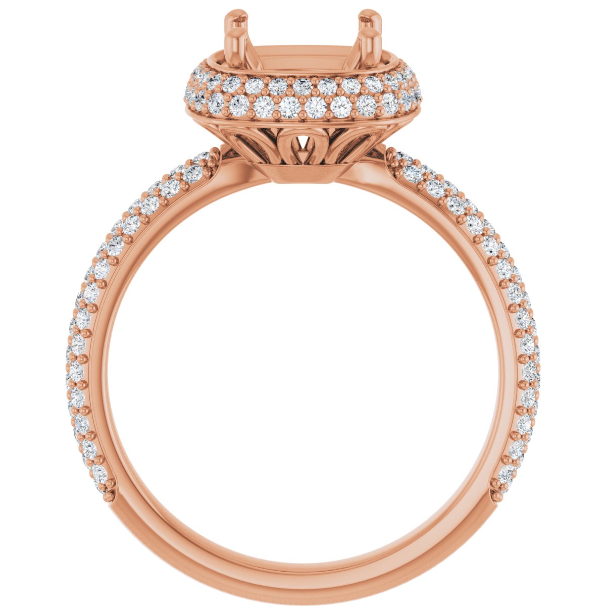 Cushion Pavé-Style Double Halo-Style Engagement Ring Semi-Mount - gallery - Series 123525