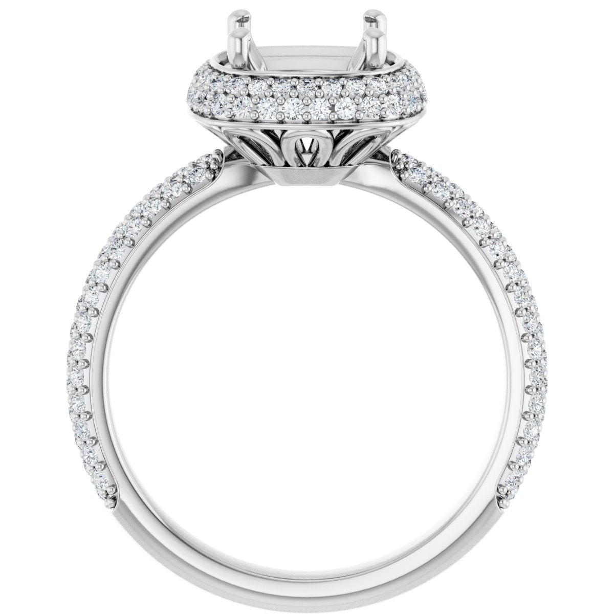 Cushion Pavé-Style Double Halo-Style Engagement Ring Semi-Mount - gallery - Series 123525