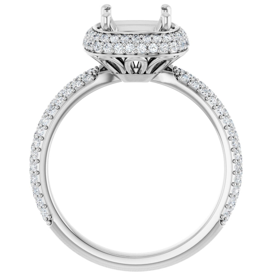 Cushion Pavé-Style Double Halo-Style Engagement Ring Semi-Mount - gallery - Series 123525