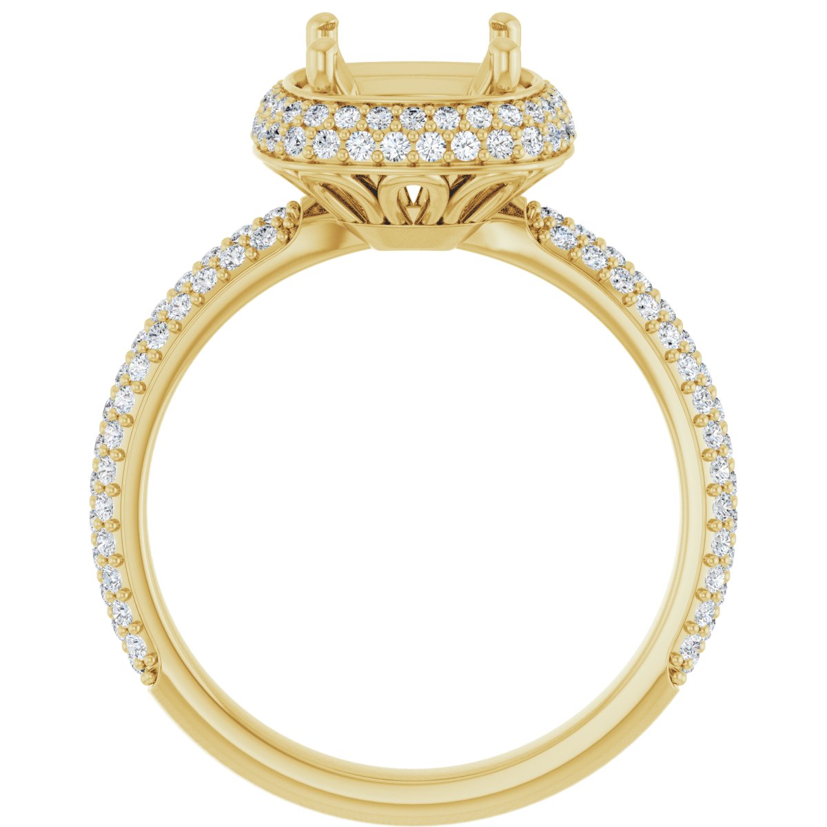 Cushion Pavé-Style Double Halo-Style Engagement Ring Semi-Mount - gallery - Series 123525