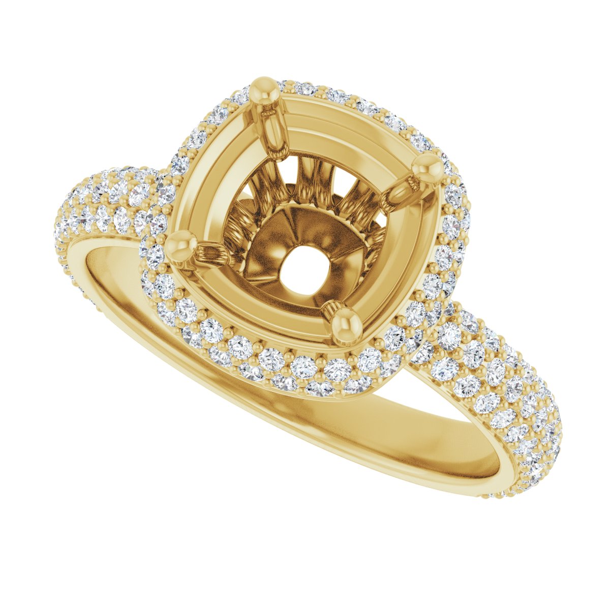 Cushion Pavé-Style Double Halo-Style Engagement Ring Semi-Mount - gallery - Series 123525