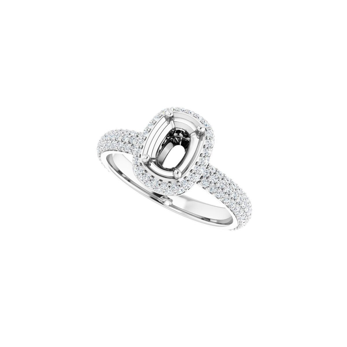 Emerald Pavé-Style Double Halo-Style Engagement Ring Semi-Mount - gallery - Series 123525