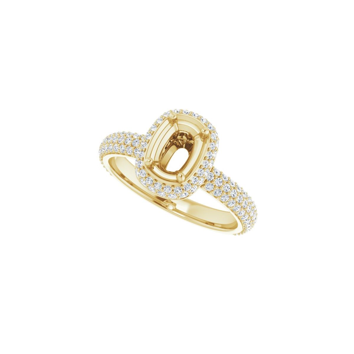 Emerald Pavé-Style Double Halo-Style Engagement Ring Semi-Mount - gallery - Series 123525