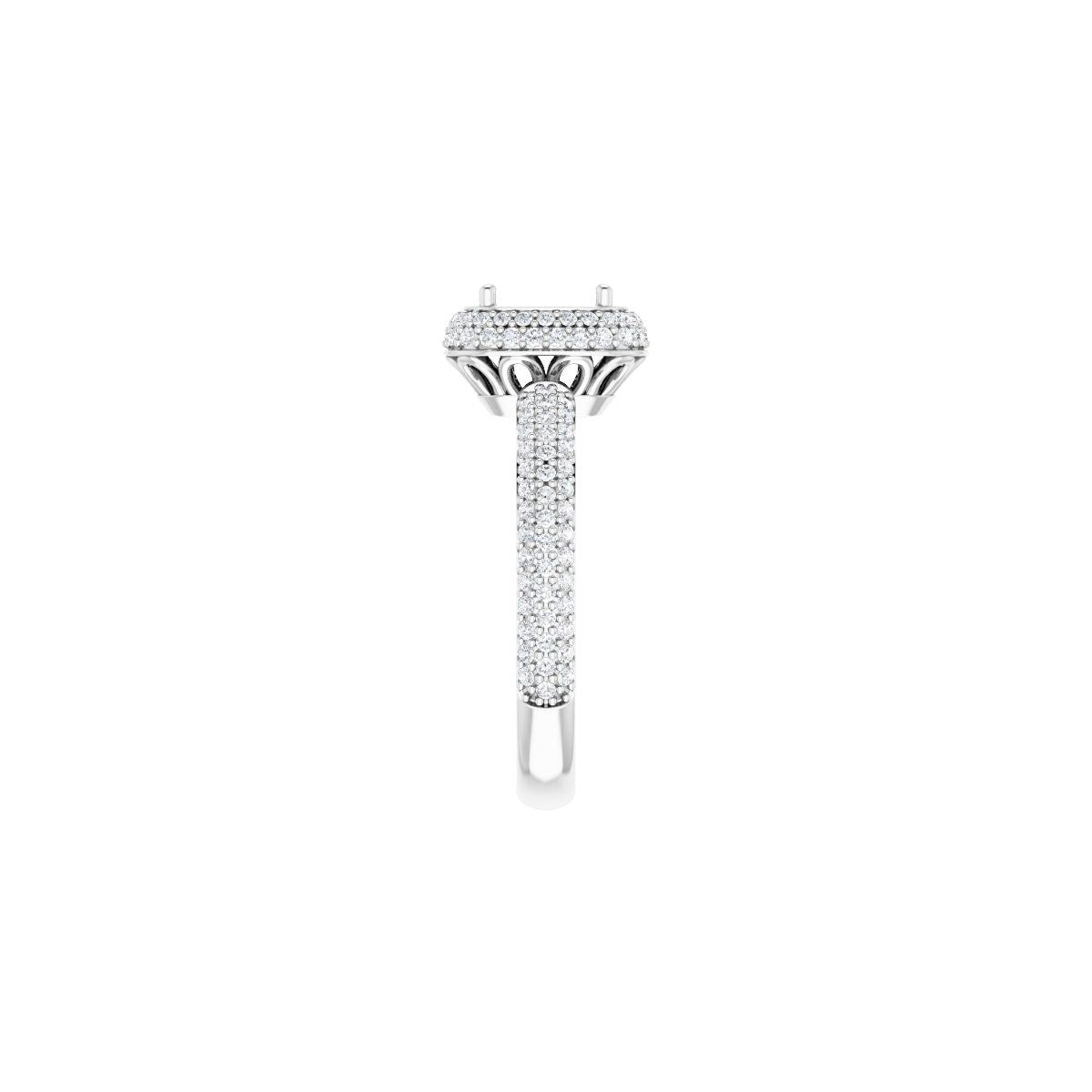 Emerald Pavé-Style Double Halo-Style Engagement Ring Semi-Mount - gallery - Series 123525
