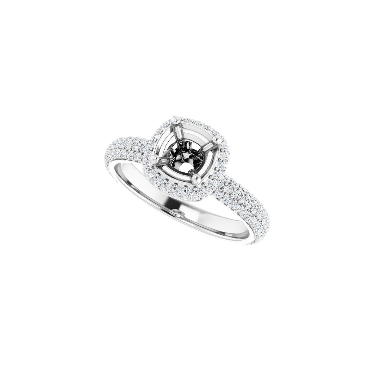 Square Pavé-Style Double Halo-Style Engagement Ring Semi-Mount - gallery - Series 123525