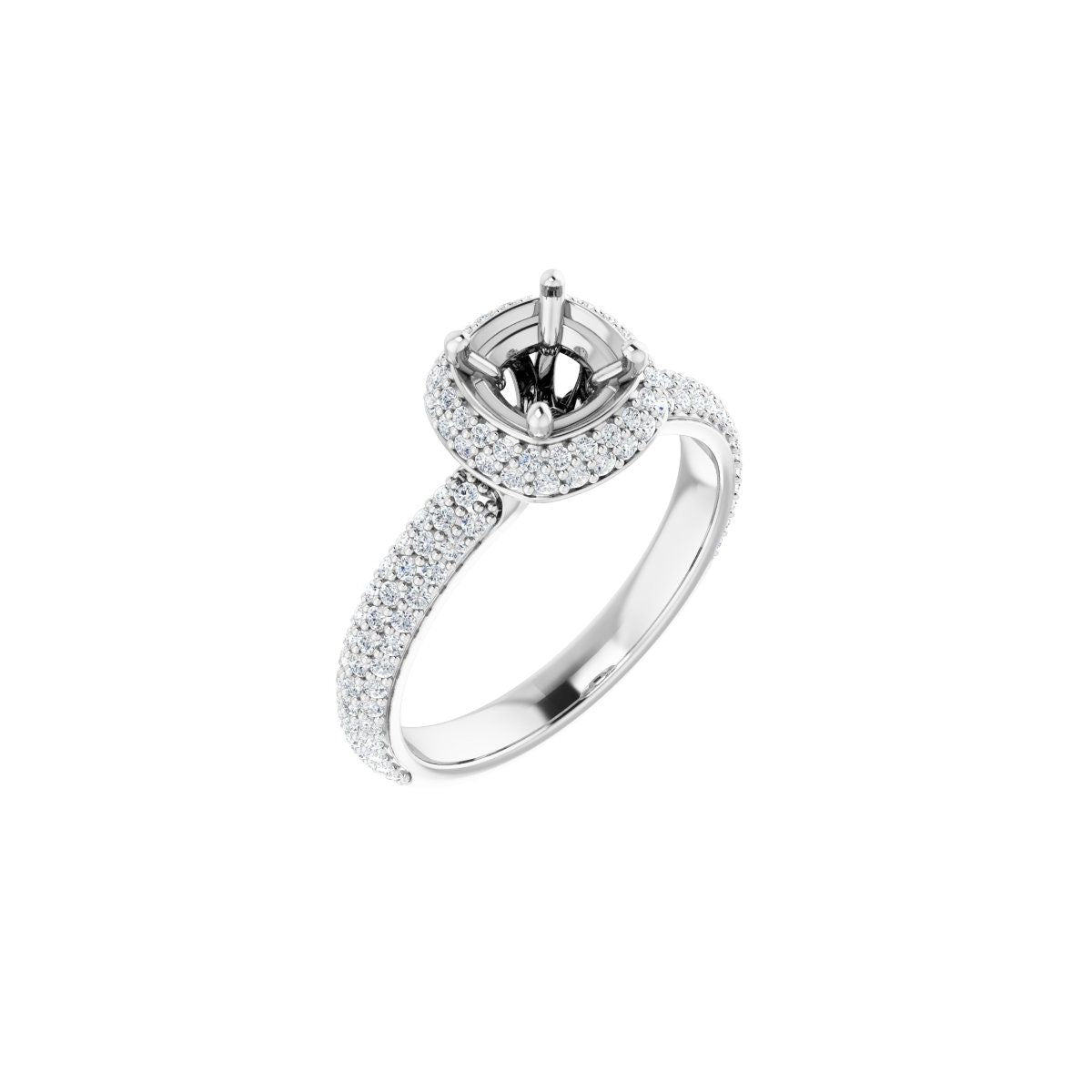 Natural Diamond Square Pavé-Style Double Halo-Style Engagement Ring Semi-Mount - Platinum - Series 123525