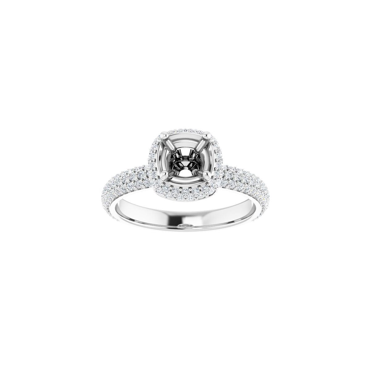 Square Pavé-Style Double Halo-Style Engagement Ring Semi-Mount - gallery - Series 123525
