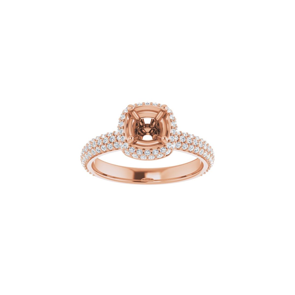 Square Pavé-Style Double Halo-Style Engagement Ring Semi-Mount - gallery - Series 123525