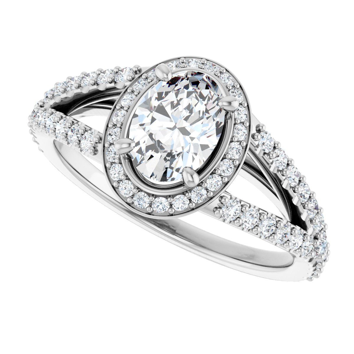 Oval Halo-Style Engagement Ring Semi-Mount - gallery - Series 122986