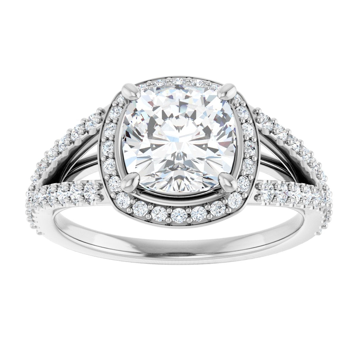 Cushion Halo-Style Engagement Ring Semi-Mount - gallery - Series 122986
