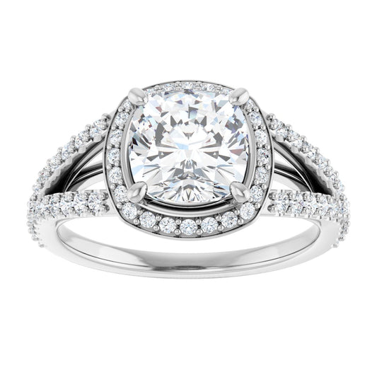 Cushion Halo-Style Engagement Ring Semi-Mount - gallery - Series 122986