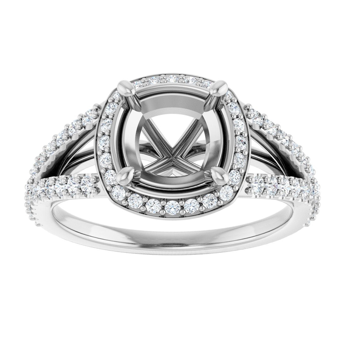 Cushion Halo-Style Engagement Ring Semi-Mount - gallery - Series 122986
