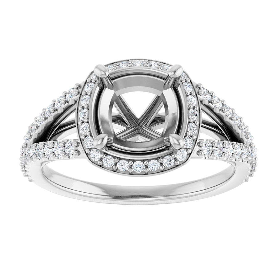 Cushion Halo-Style Engagement Ring Semi-Mount - gallery - Series 122986