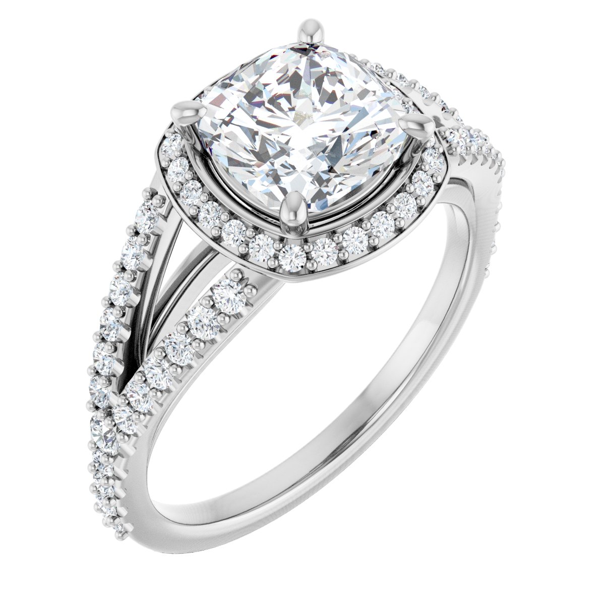 Natural Diamond Cushion Halo-Style Engagement Ring Semi-Mount - Platinum - Series 122986
