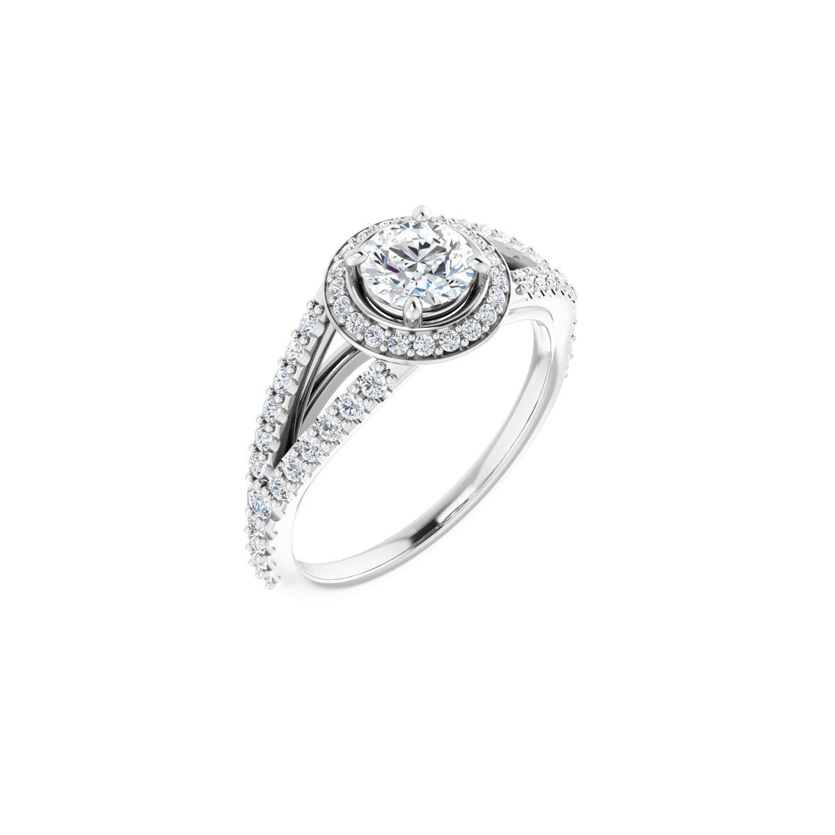 Natural Diamond Round Halo-Style Engagement Ring Semi-Mount - Platinum - Series 122986