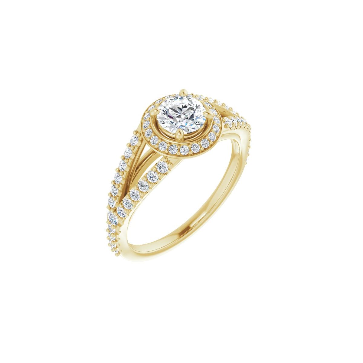 Natural Diamond Round Halo-Style Engagement Ring Semi-Mount - 14K Yellow Gold - Series 122986