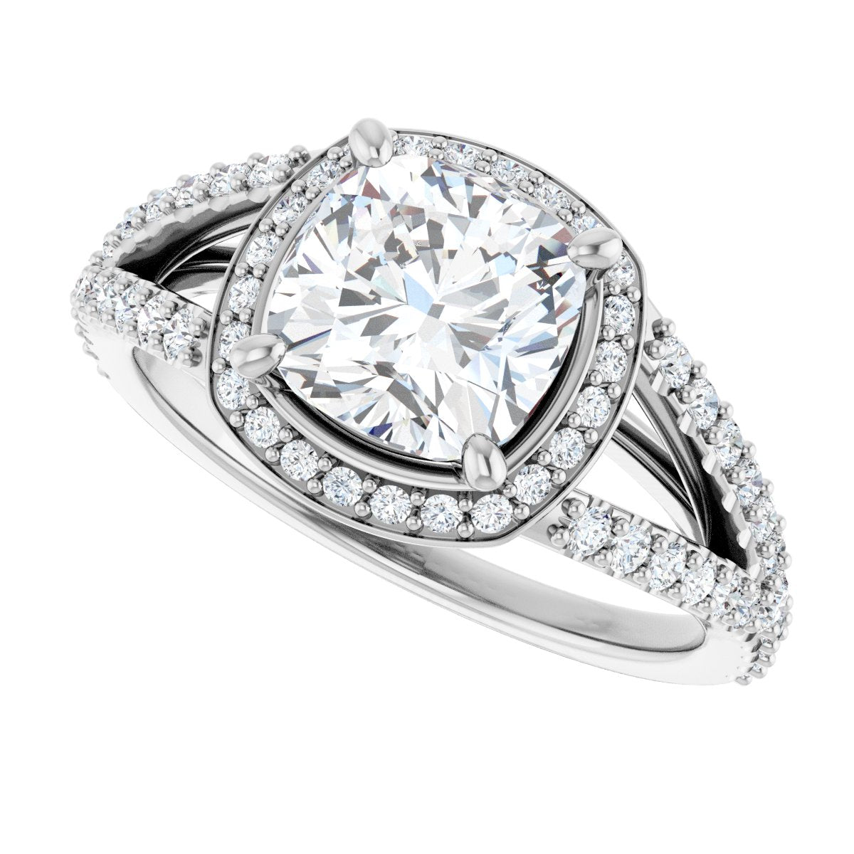 Cushion Halo-Style Engagement Ring Semi-Mount - gallery - Series 122986
