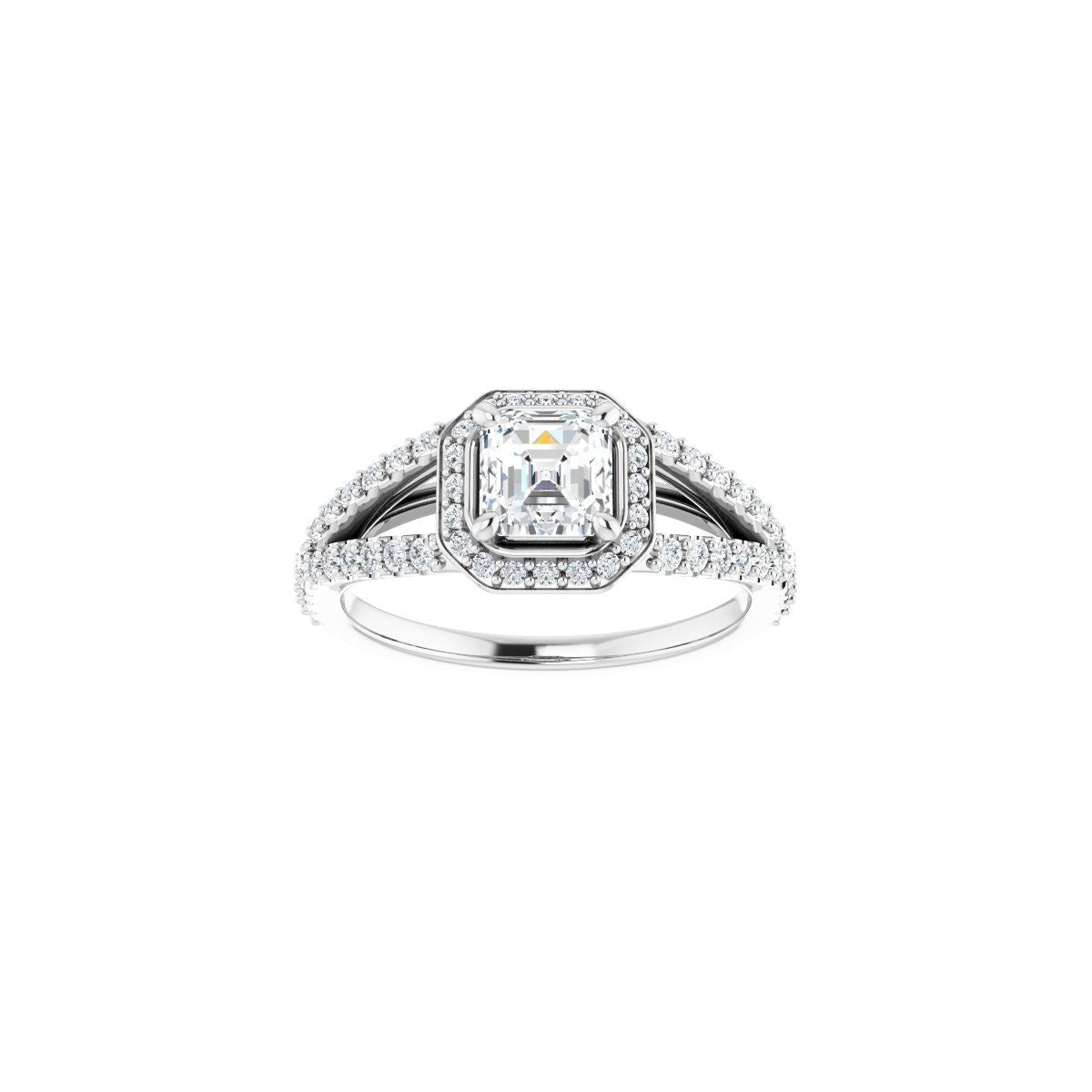 Asscher Halo-Style Engagement Ring Semi-Mount - gallery - Series 122986