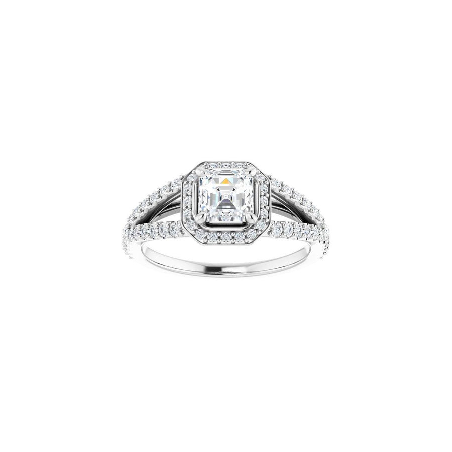 Asscher Halo-Style Engagement Ring Semi-Mount - gallery - Series 122986