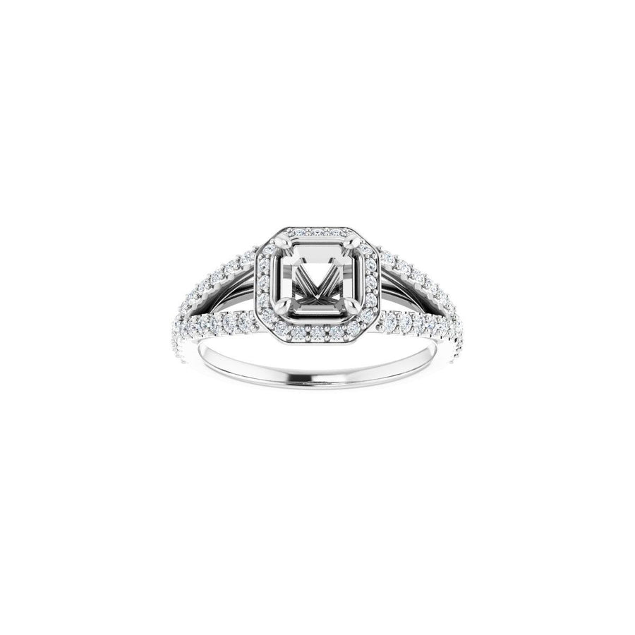 Asscher Halo-Style Engagement Ring Semi-Mount - gallery - Series 122986
