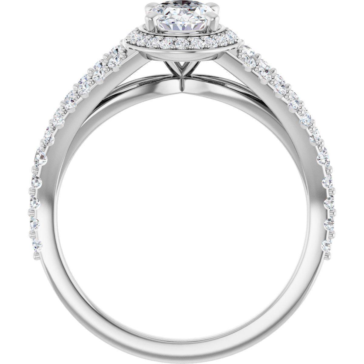 Oval Halo-Style Engagement Ring Semi-Mount - gallery - Series 122986