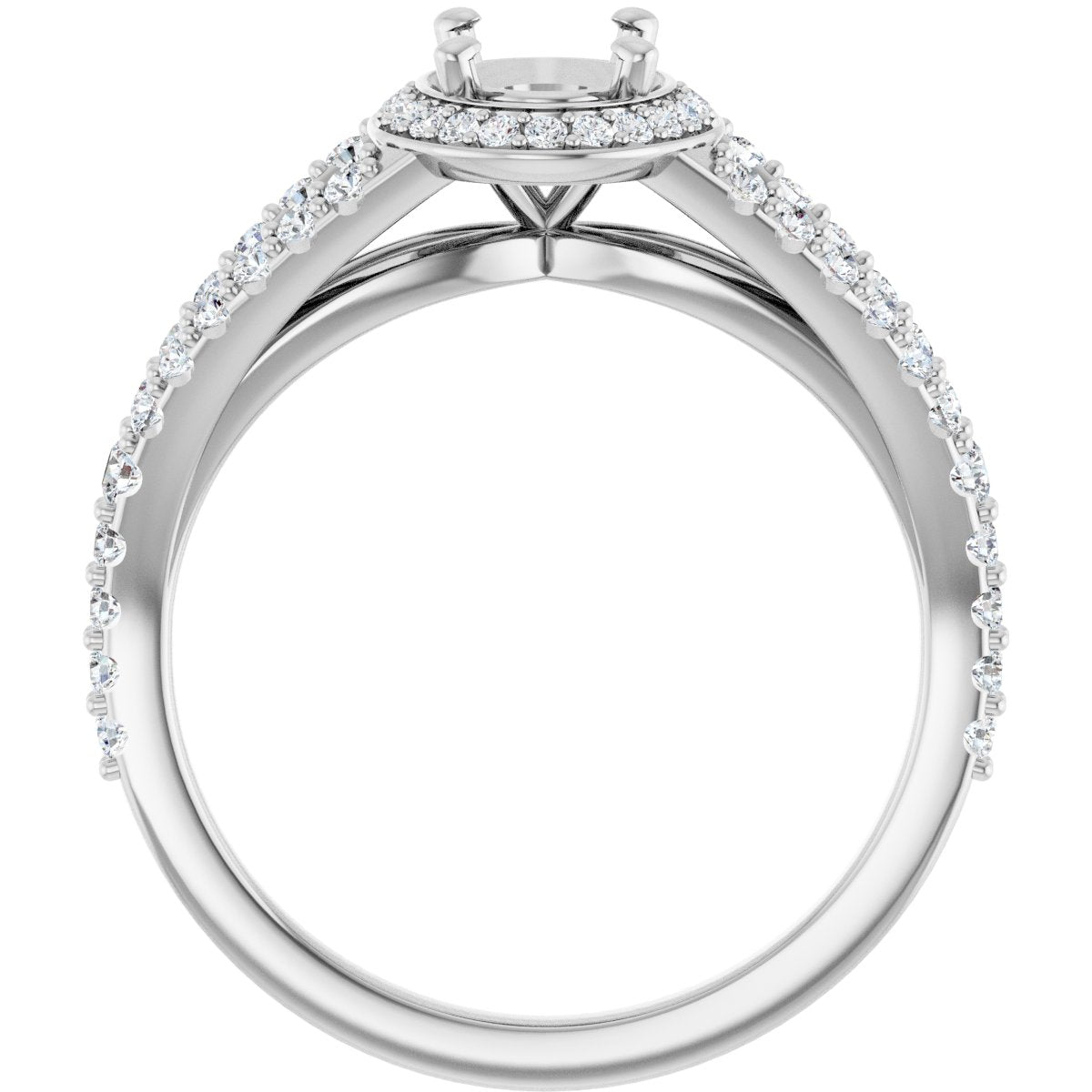 Oval Halo-Style Engagement Ring Semi-Mount - gallery - Series 122986
