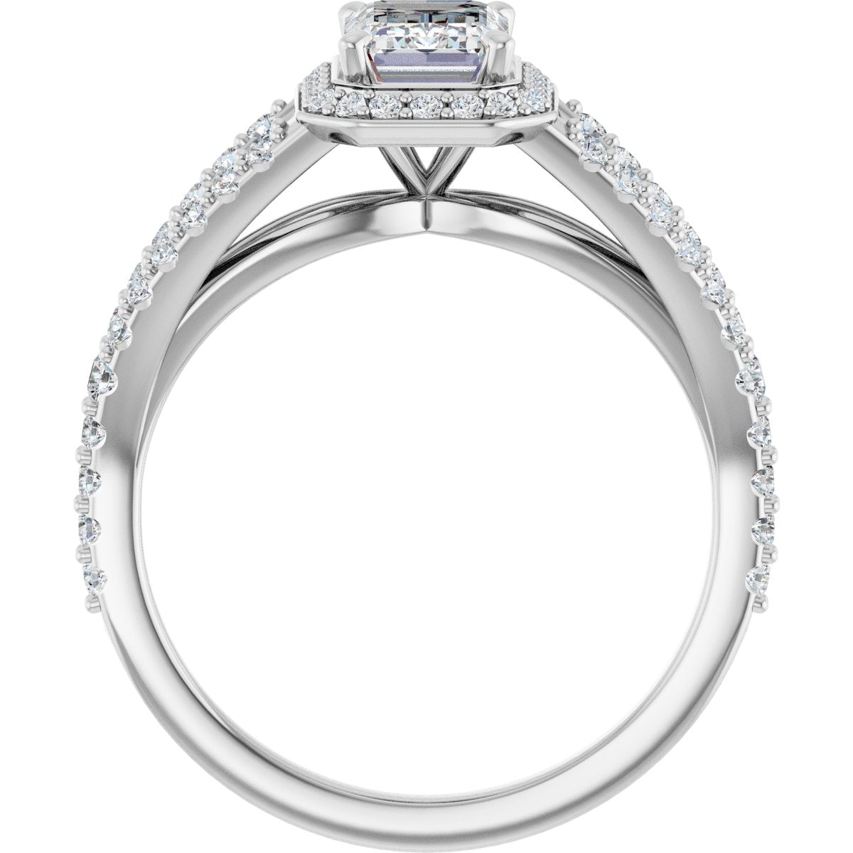 Emerald Halo-Style Engagement Ring Semi-Mount - gallery - Series 122986