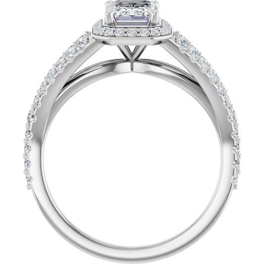 Emerald Halo-Style Engagement Ring Semi-Mount - gallery - Series 122986