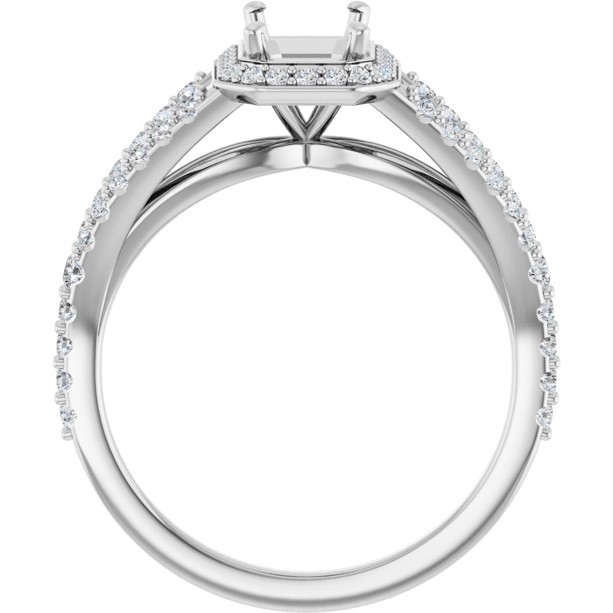 Emerald Halo-Style Engagement Ring Semi-Mount - gallery - Series 122986