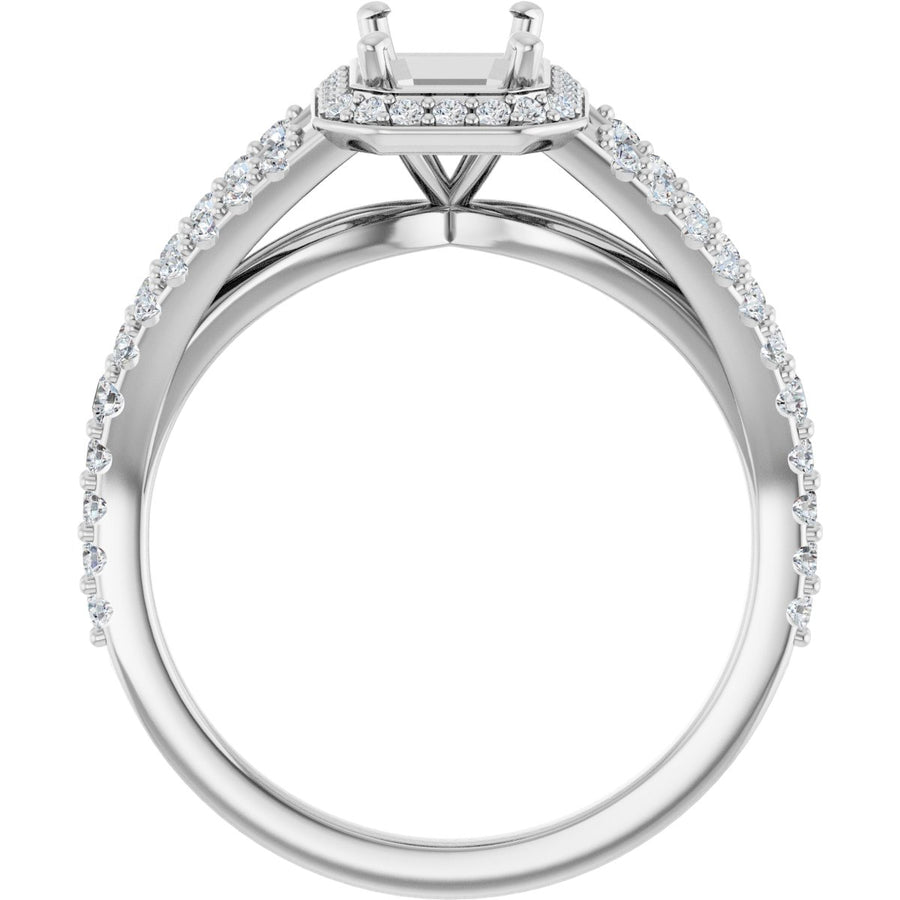 Emerald Halo-Style Engagement Ring Semi-Mount - gallery - Series 122986