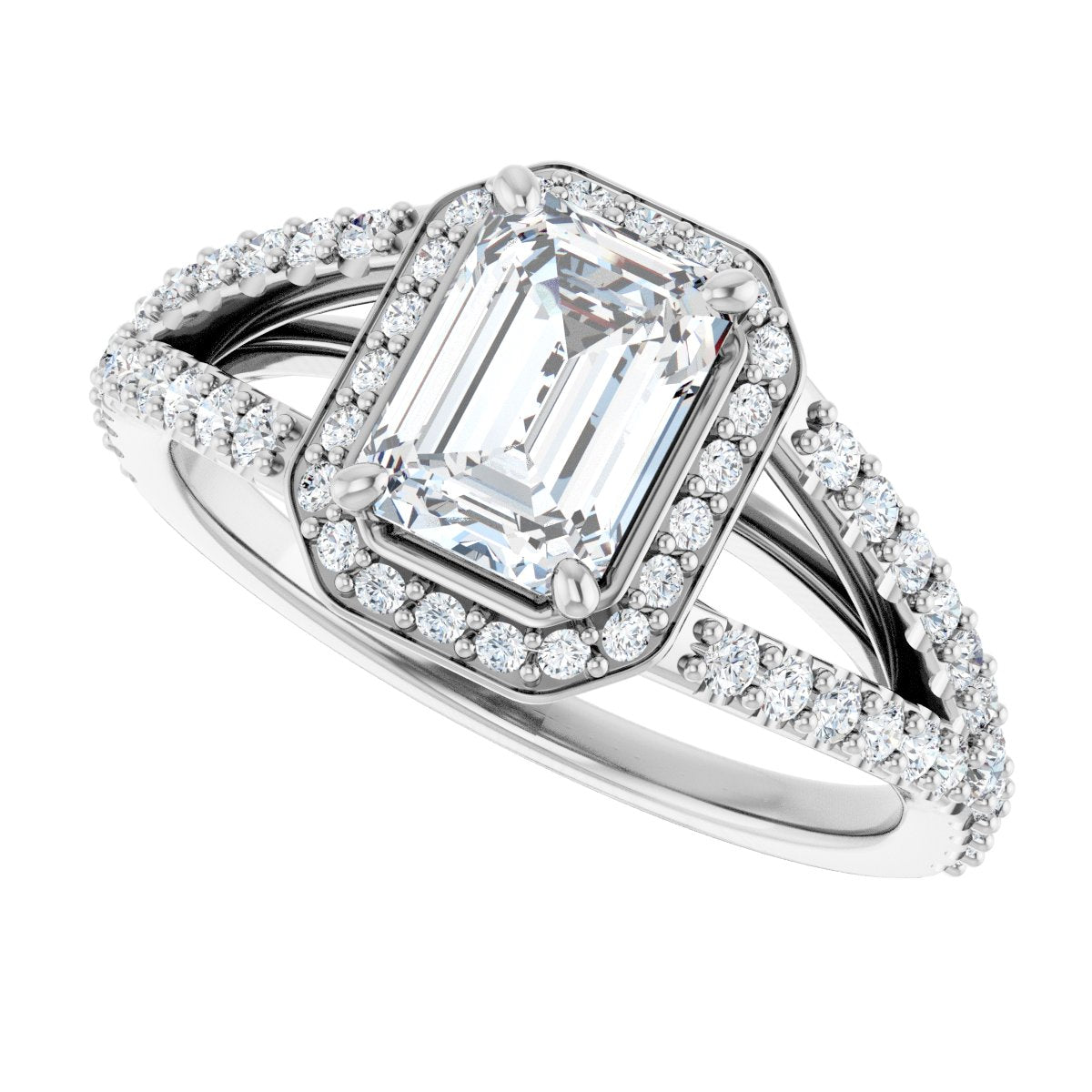 Emerald Halo-Style Engagement Ring Semi-Mount - gallery - Series 122986