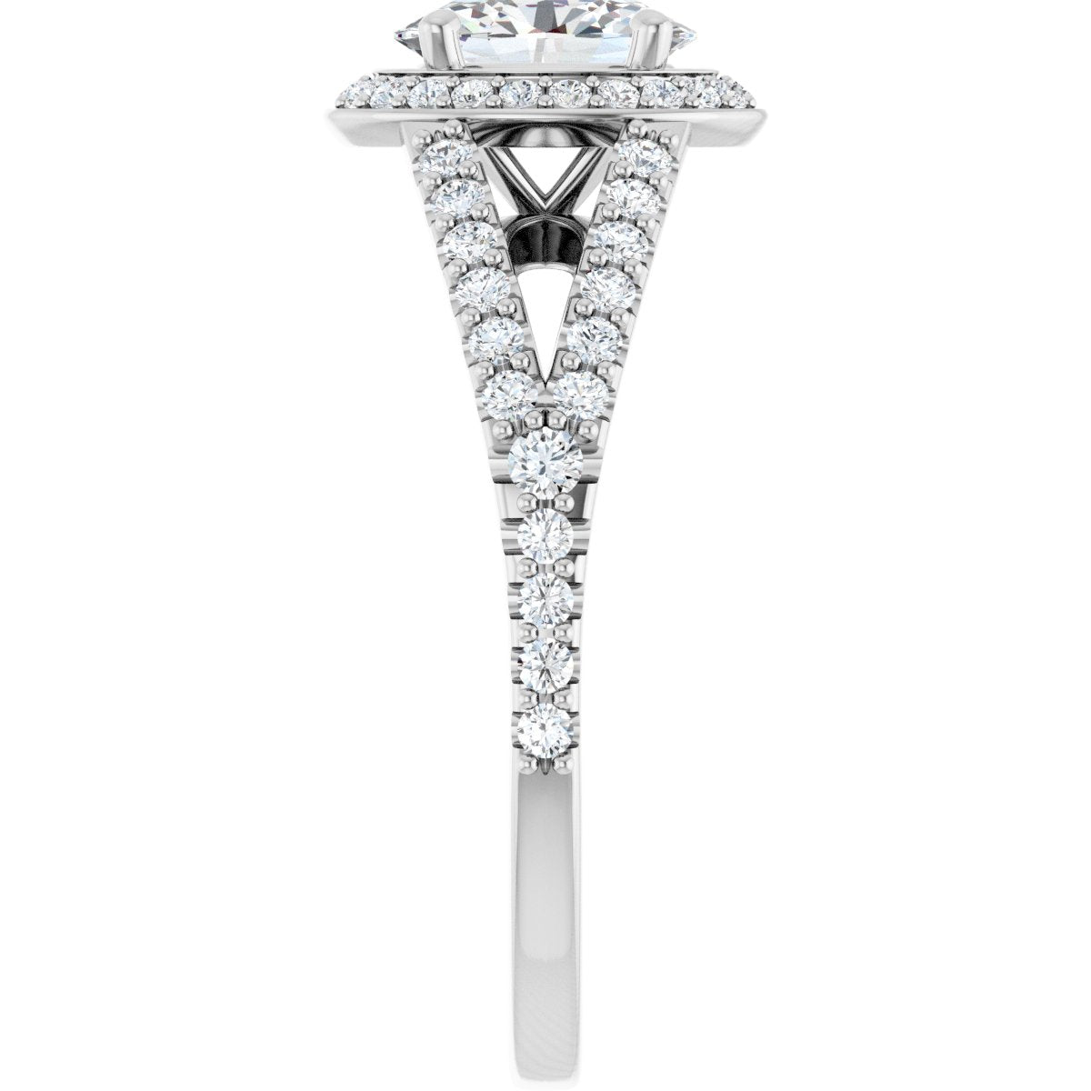 Oval Halo-Style Engagement Ring Semi-Mount - gallery - Series 122986