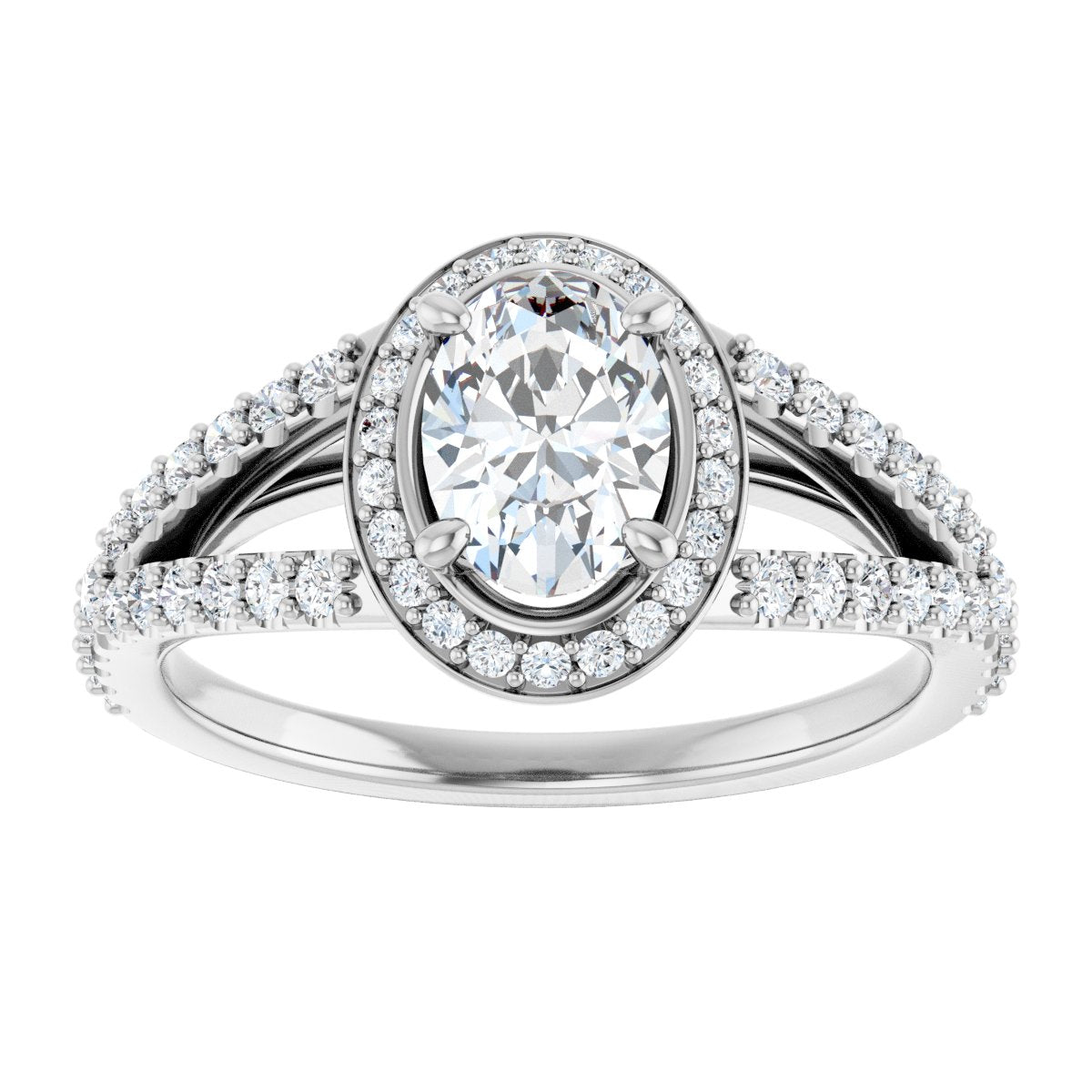 Oval Halo-Style Engagement Ring Semi-Mount - gallery - Series 122986