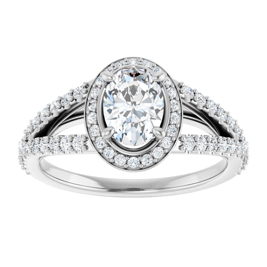 Oval Halo-Style Engagement Ring Semi-Mount - gallery - Series 122986
