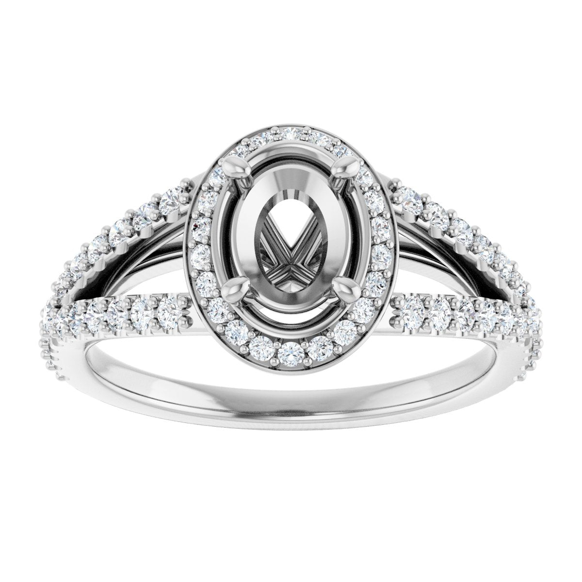 Oval Halo-Style Engagement Ring Semi-Mount - gallery - Series 122986