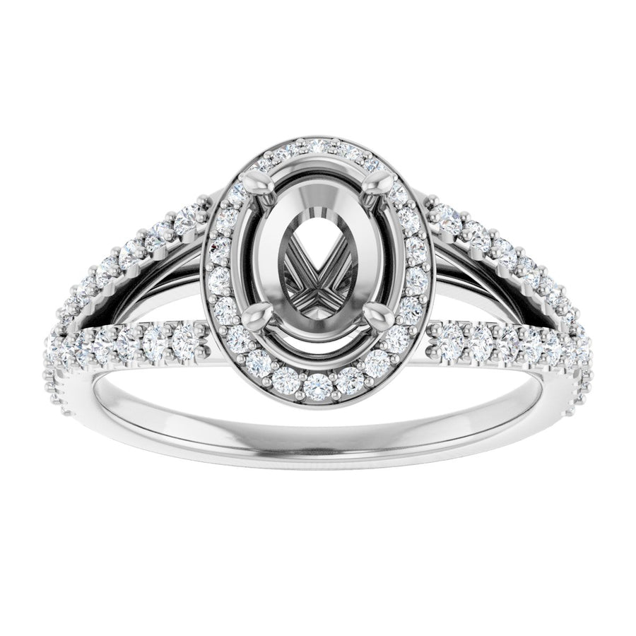 Oval Halo-Style Engagement Ring Semi-Mount - gallery - Series 122986